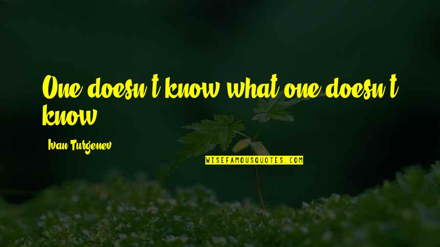 Verweerde Quotes By Ivan Turgenev: One doesn't know what one doesn't know. Verweerde Quotes By Ivan Turgenev: One doesn't know what one doesn't know.