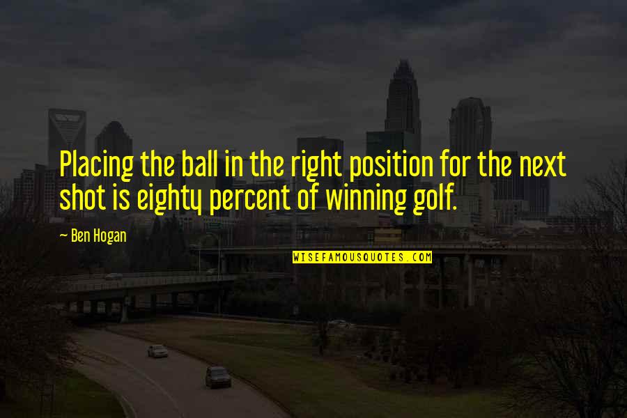 Very Cheesy Love Quotes By Ben Hogan: Placing the ball in the right position for