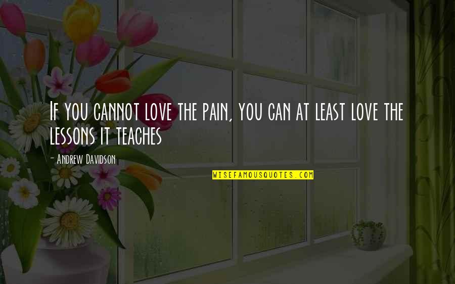 Very Cute Relationship Quotes By Andrew Davidson: If you cannot love the pain, you can