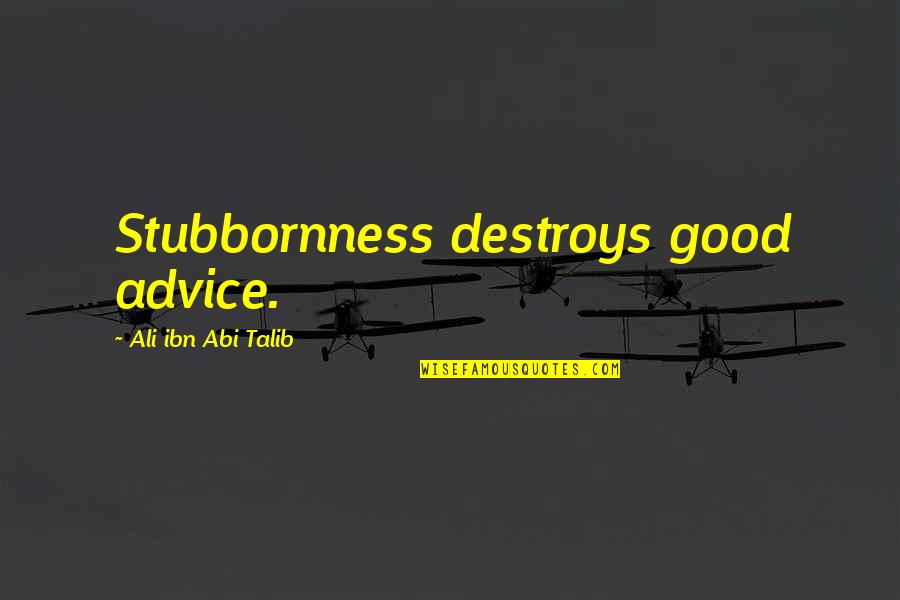 Very Good Advice Quotes By Ali Ibn Abi Talib: Stubbornness destroys good advice. Very Good Advice Quotes By Ali Ibn Abi Talib: Stubbornness destroys good advice.