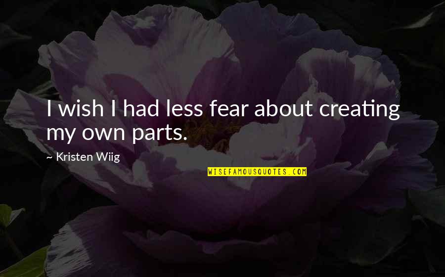Very Good Morning Motivational Quotes By Kristen Wiig: I wish I had less fear about creating
