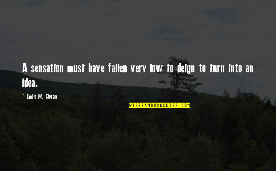 Very Low Quotes By Emile M. Cioran: A sensation must have fallen very low to Very Low Quotes By Emile M. Cioran: A sensation must have fallen very low to