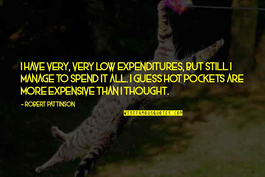 Very Low Quotes By Robert Pattinson: I have very, very low expenditures, but still Very Low Quotes By Robert Pattinson: I have very, very low expenditures, but still