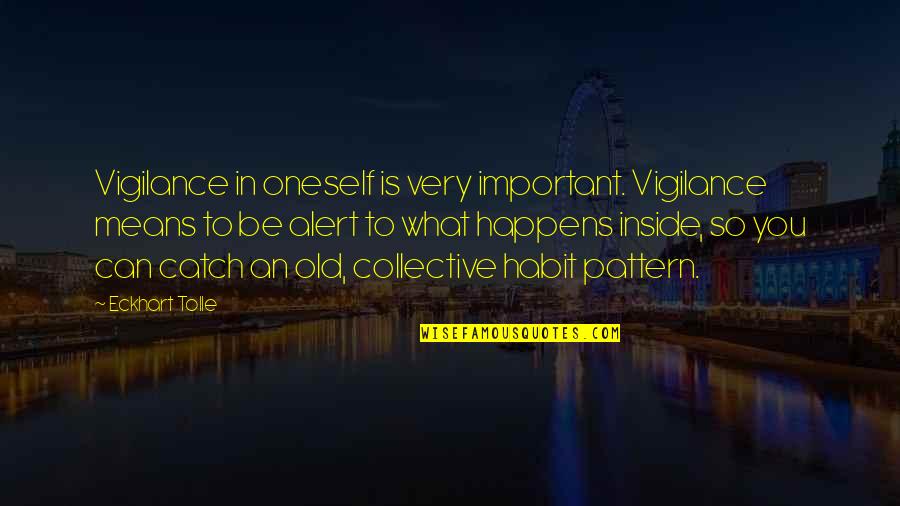 Very Mean Quotes By Eckhart Tolle: Vigilance in oneself is very important. Vigilance means Very Mean Quotes By Eckhart Tolle: Vigilance in oneself is very important. Vigilance means