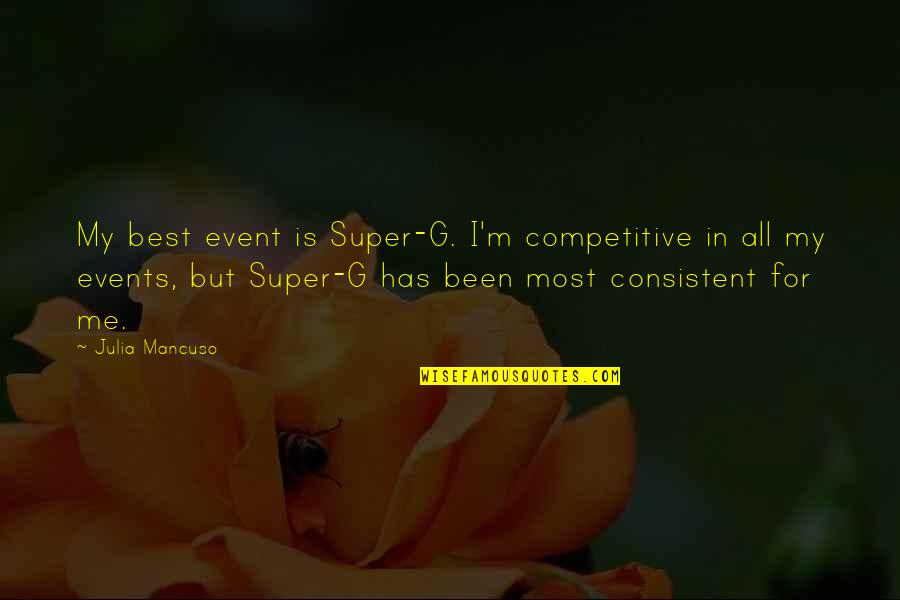 Very Nice And Cute Quotes By Julia Mancuso: My best event is Super-G. I'm competitive in