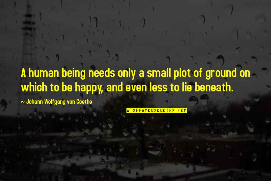 Very Small Happy Quotes By Johann Wolfgang Von Goethe: A human being needs only a small plot
