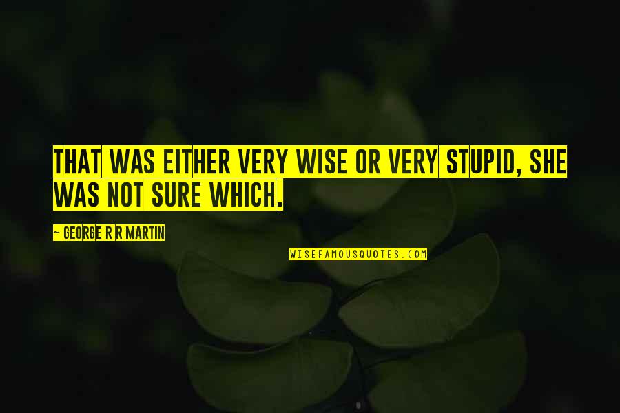 Very Stupid Quotes By George R R Martin: That was either very wise or very stupid,