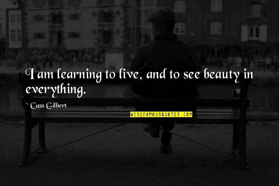 Verything Quotes By Cass Gilbert: I am learning to live, and to see