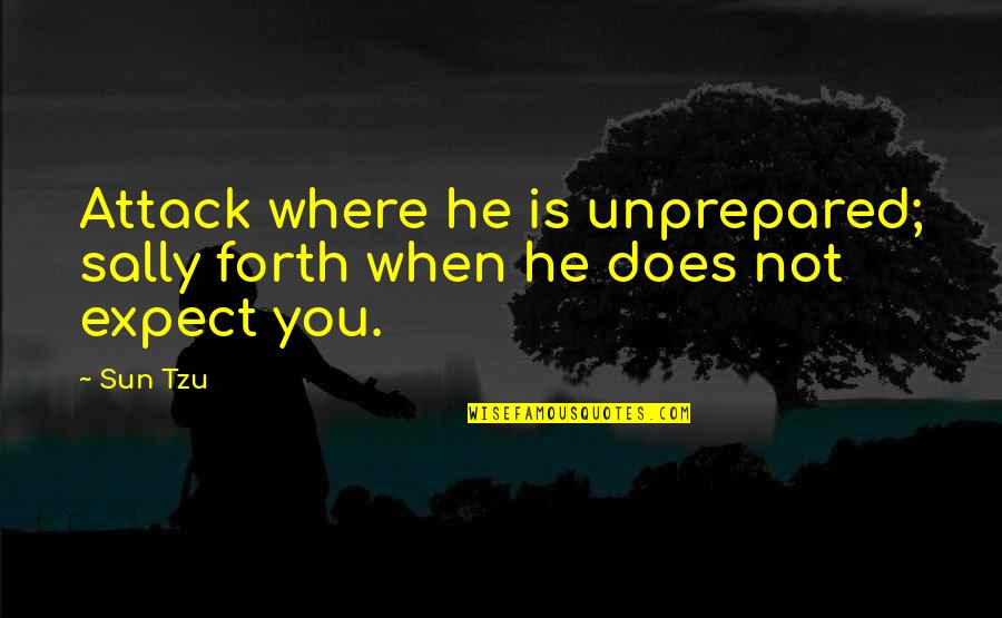 Vesna Bailey Quotes By Sun Tzu: Attack where he is unprepared; sally forth when