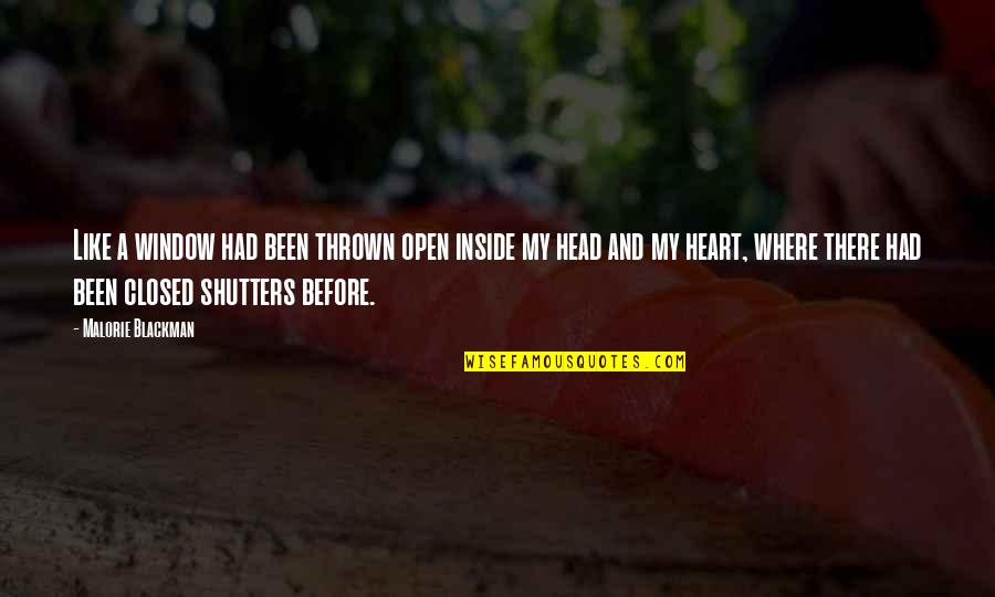 Vesomni Quotes By Malorie Blackman: Like a window had been thrown open inside Vesomni Quotes By Malorie Blackman: Like a window had been thrown open inside