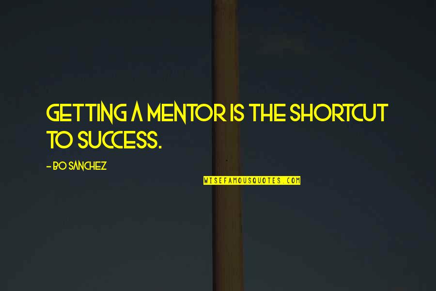 Vessen Imos Quotes By Bo Sanchez: Getting a mentor is the shortcut to success.