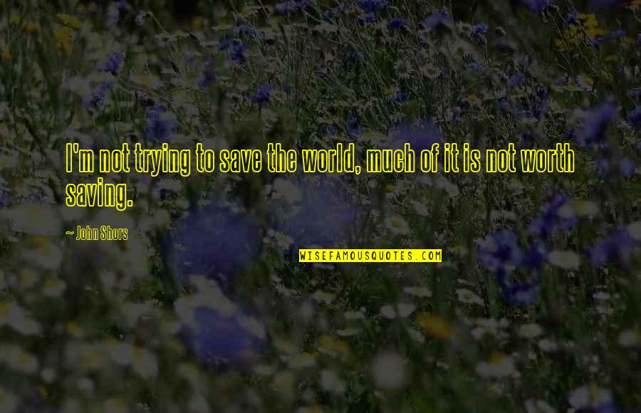 Vestrheim R Rlegger Quotes By John Shors: I'm not trying to save the world, much