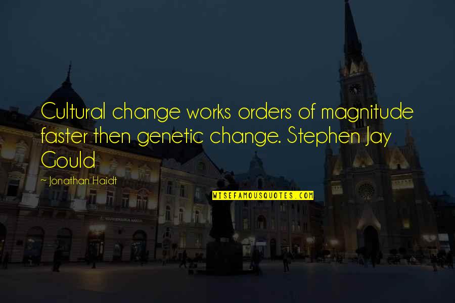 Veterinary Related Quotes By Jonathan Haidt: Cultural change works orders of magnitude faster then
