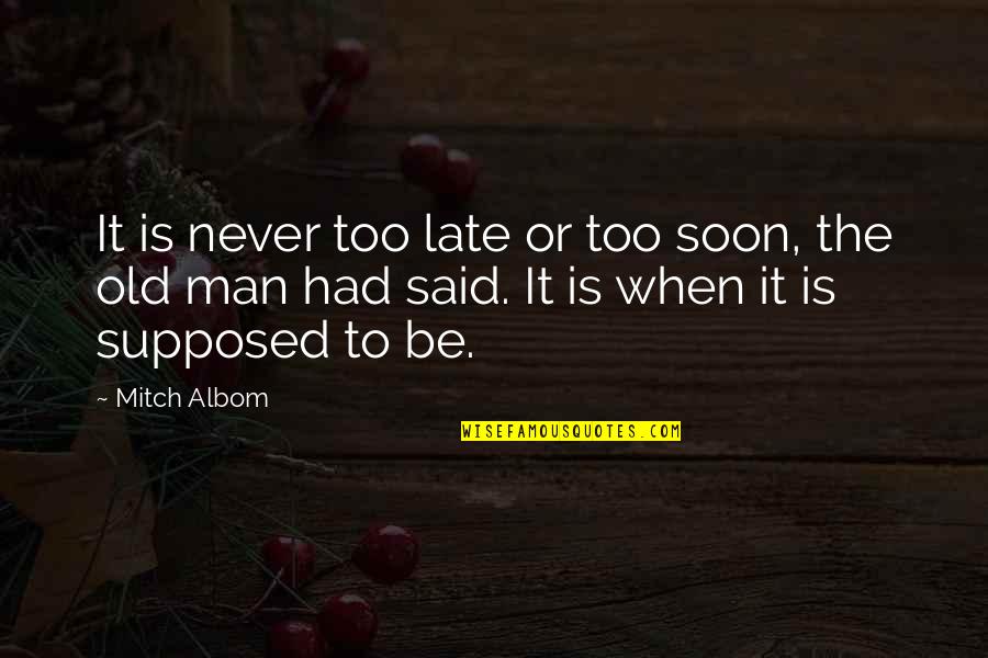 Veterinary Technician Quotes By Mitch Albom: It is never too late or too soon,