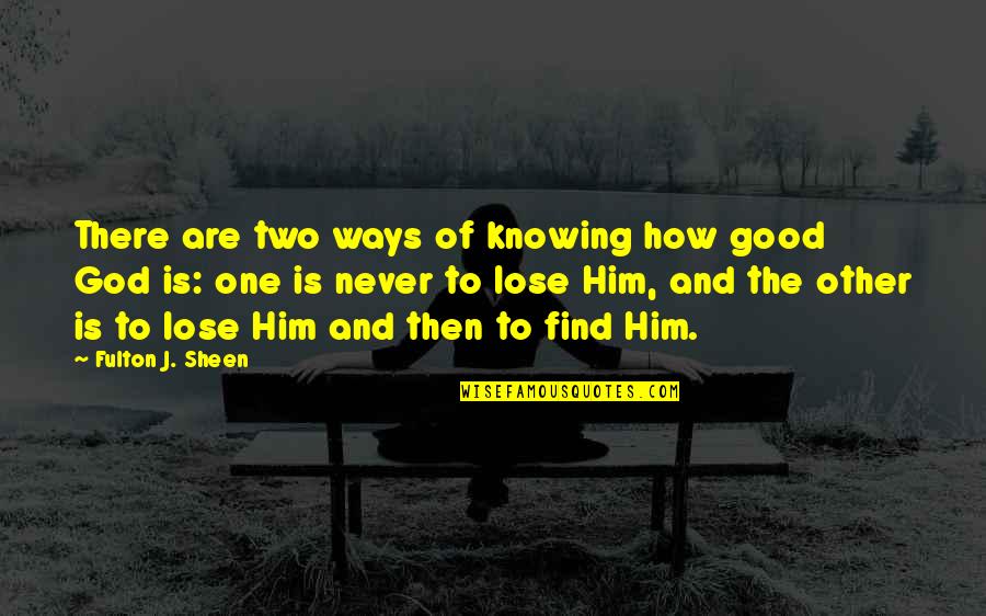 Vettore Di Quotes By Fulton J. Sheen: There are two ways of knowing how good Vettore Di Quotes By Fulton J. Sheen: There are two ways of knowing how good