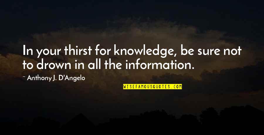 Veurink Ryan Quotes By Anthony J. D'Angelo: In your thirst for knowledge, be sure not Veurink Ryan Quotes By Anthony J. D'Angelo: In your thirst for knowledge, be sure not