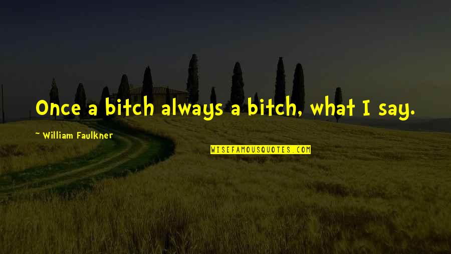 Vfmo Quotes By William Faulkner: Once a bitch always a bitch, what I Vfmo Quotes By William Faulkner: Once a bitch always a bitch, what I