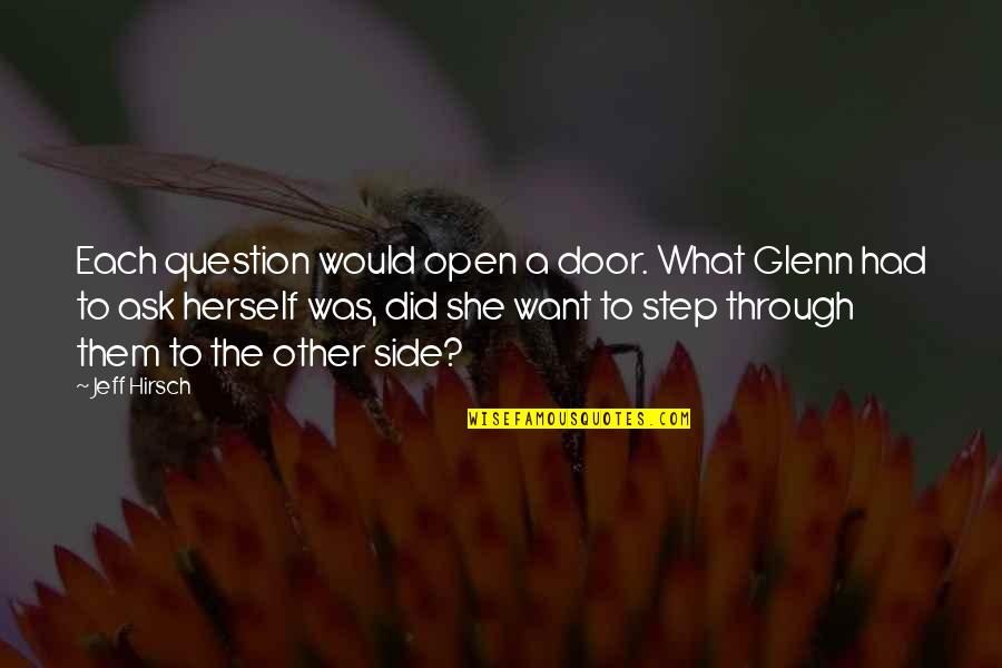 Vgystore Quotes By Jeff Hirsch: Each question would open a door. What Glenn Vgystore Quotes By Jeff Hirsch: Each question would open a door. What Glenn
