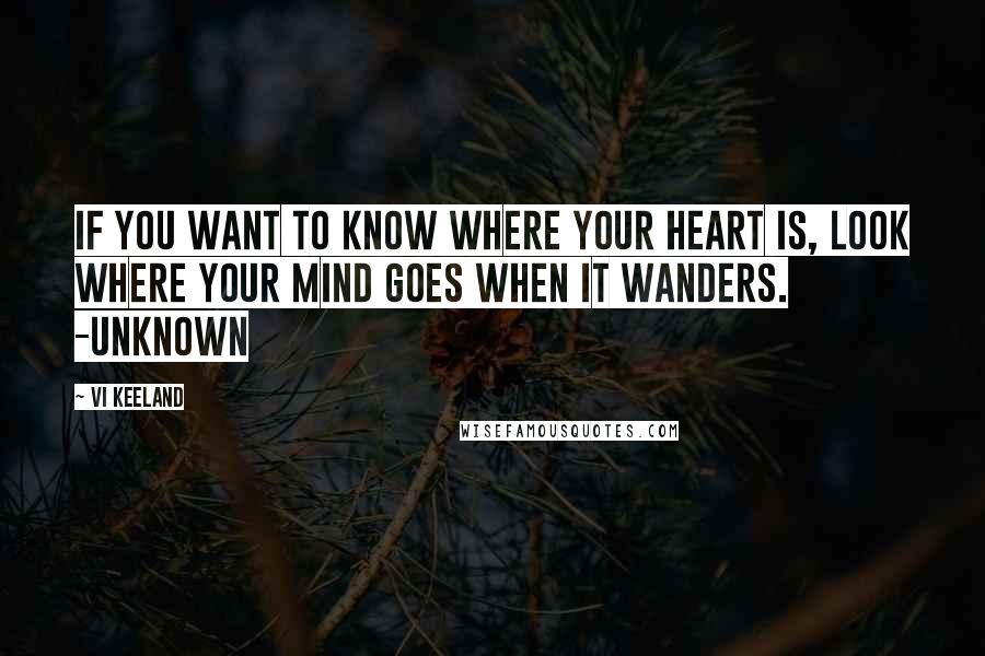 Vi Keeland quotes: If you want to know where your heart is, look where your mind goes when it wanders. -Unknown