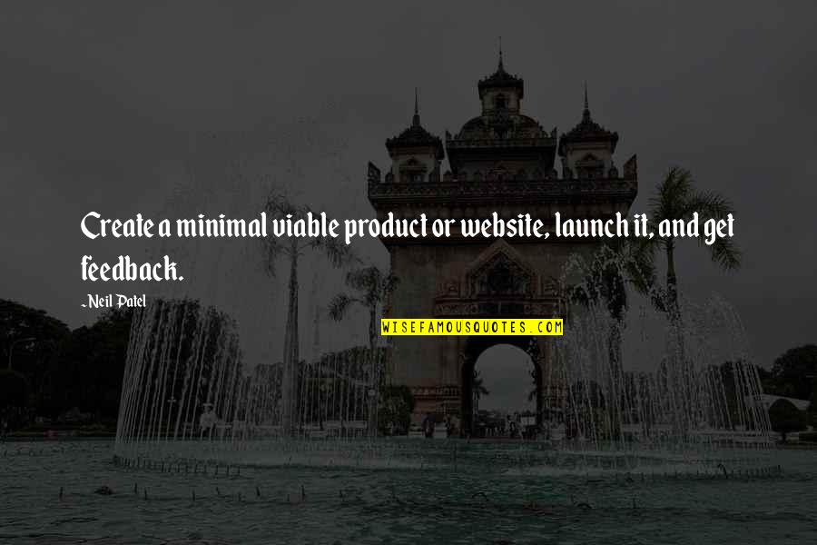 Viable Quotes By Neil Patel: Create a minimal viable product or website, launch