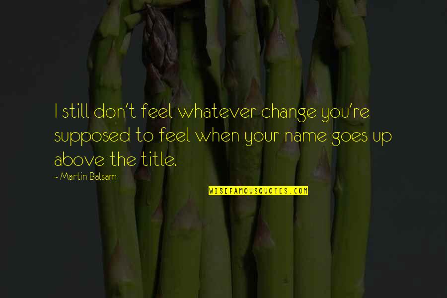 Viaggio Sola Quotes By Martin Balsam: I still don't feel whatever change you're supposed