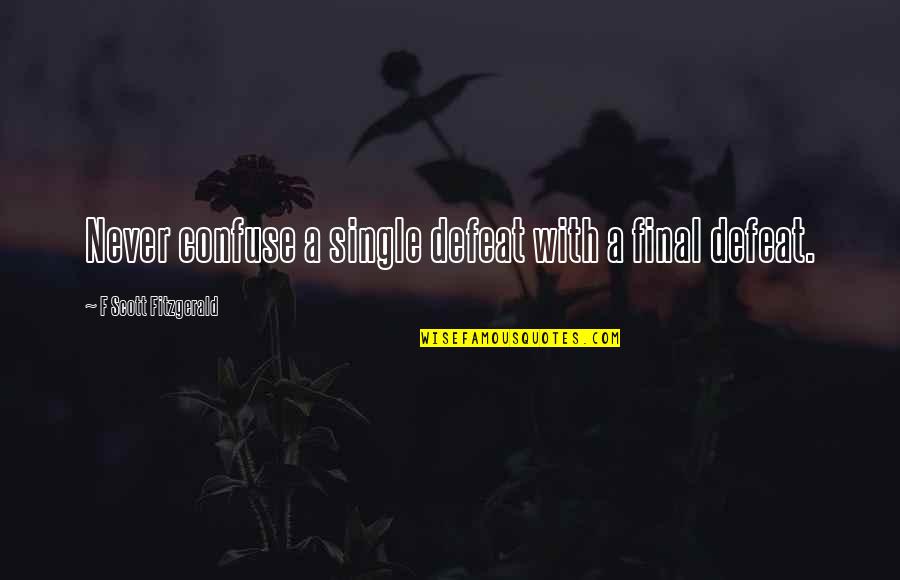 Viajar Solo Quotes By F Scott Fitzgerald: Never confuse a single defeat with a final