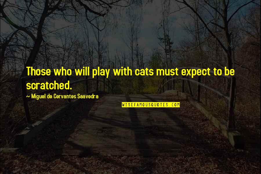 Vibrant Life Quotes By Miguel De Cervantes Saavedra: Those who will play with cats must expect