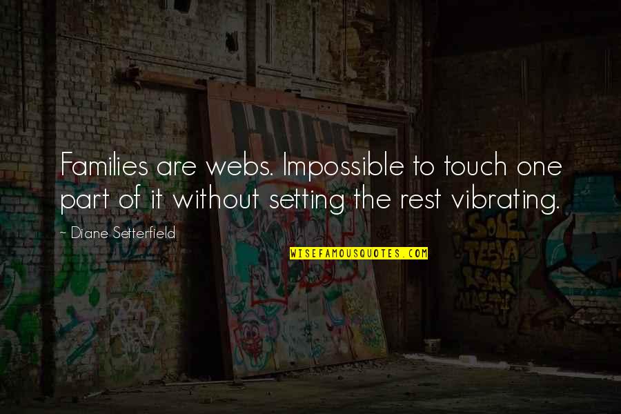 Vibrating Quotes By Diane Setterfield: Families are webs. Impossible to touch one part