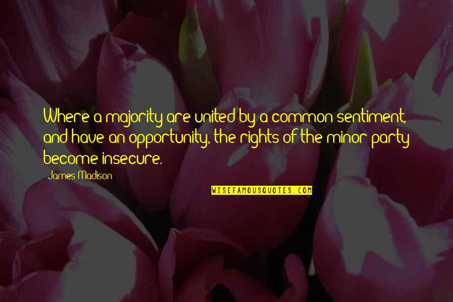 Vicena Joshua Quotes By James Madison: Where a majority are united by a common