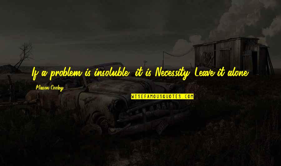 Vichyssoise Quotes By Mason Cooley: If a problem is insoluble, it is Necessity.