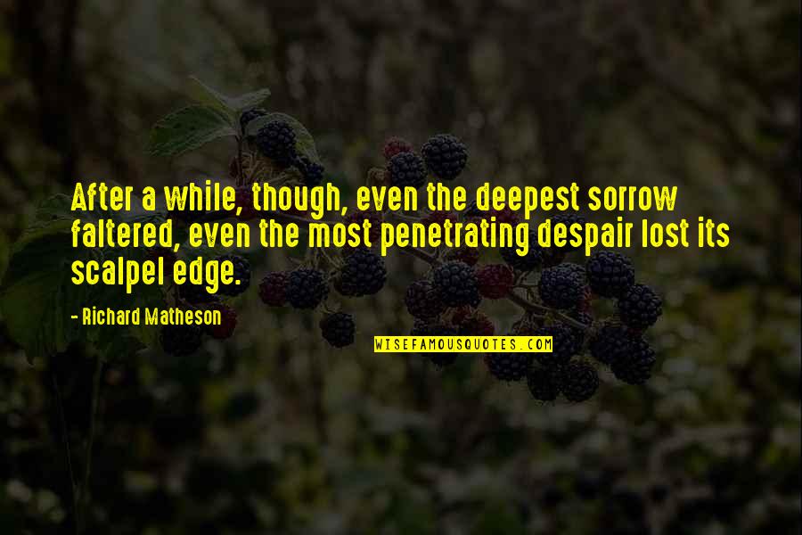 Victor Hugo Esmeralda Quotes By Richard Matheson: After a while, though, even the deepest sorrow