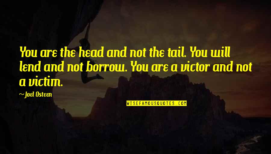 Victor Or Victim Quotes By Joel Osteen: You are the head and not the tail. Victor Or Victim Quotes By Joel Osteen: You are the head and not the tail.
