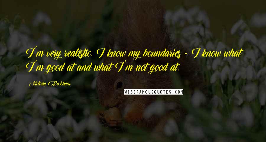 Victoria Beckham quotes: I'm very realistic. I know my boundaries - I know what I'm good at and what I'm not good at.