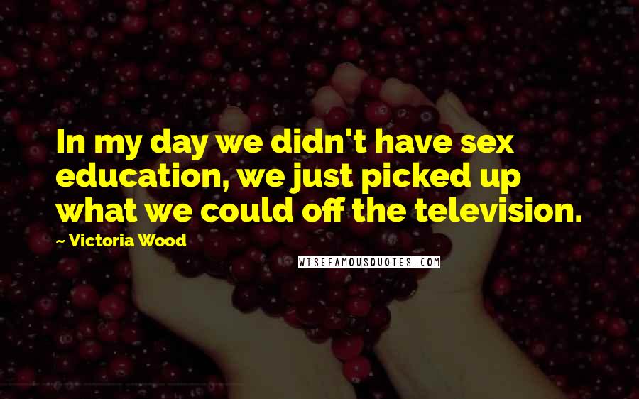 Victoria Wood quotes: In my day we didn't have sex education, we just picked up what we could off the television.