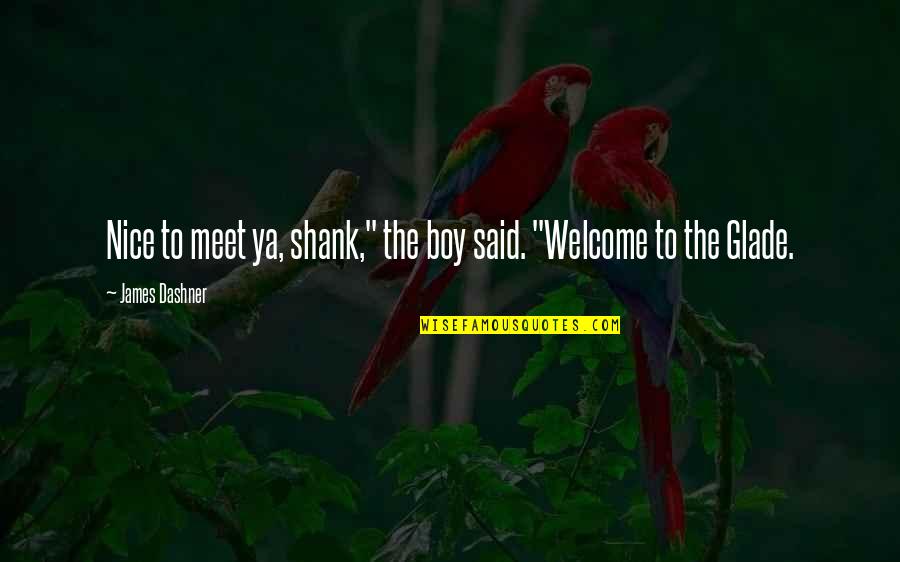 Victorious Rex Quotes By James Dashner: Nice to meet ya, shank," the boy said.