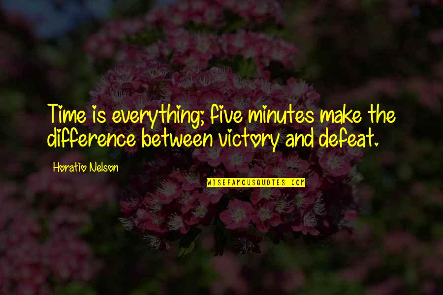 Victory And Defeat Quotes By Horatio Nelson: Time is everything; five minutes make the difference
