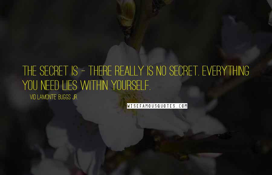 Vid Lamonte' Buggs Jr. quotes: The Secret is - there really is no secret. Everything you need lies within yourself.