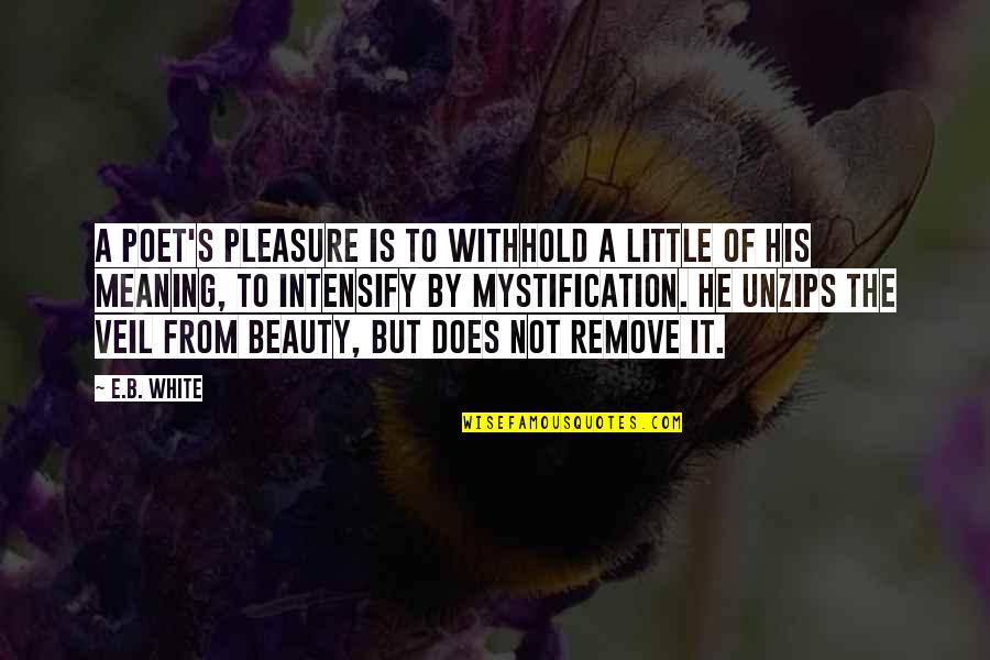 Vidakis Quotes By E.B. White: A poet's pleasure is to withhold a little