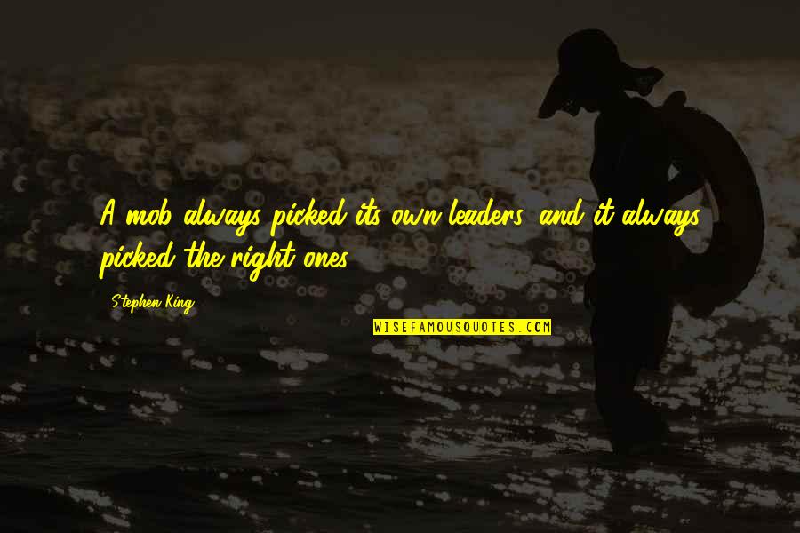 Vidakis Quotes By Stephen King: A mob always picked its own leaders, and