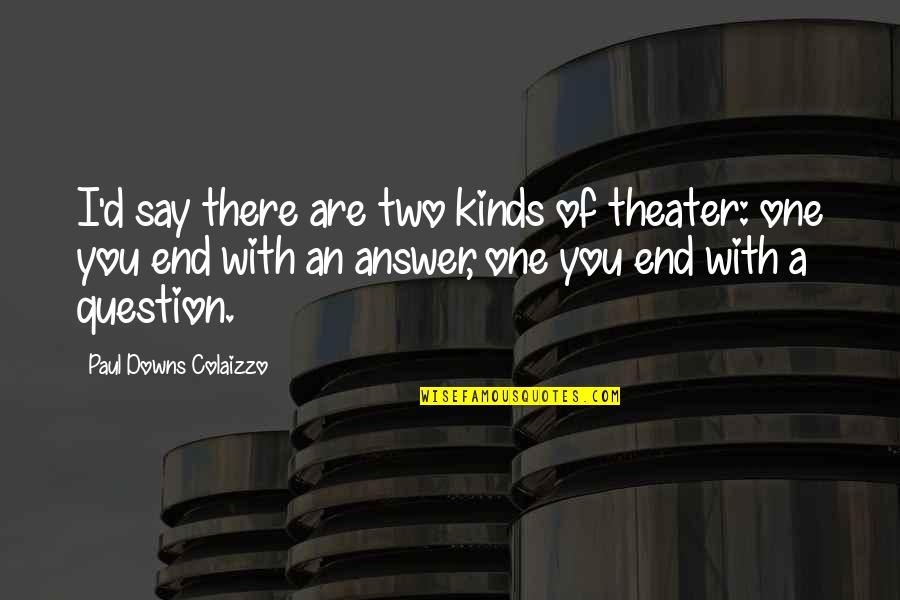 Vidente Significado Quotes By Paul Downs Colaizzo: I'd say there are two kinds of theater: Vidente Significado Quotes By Paul Downs Colaizzo: I'd say there are two kinds of theater: