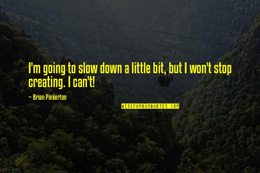 Videography Quotes By Brian Pinkerton: I'm going to slow down a little bit,