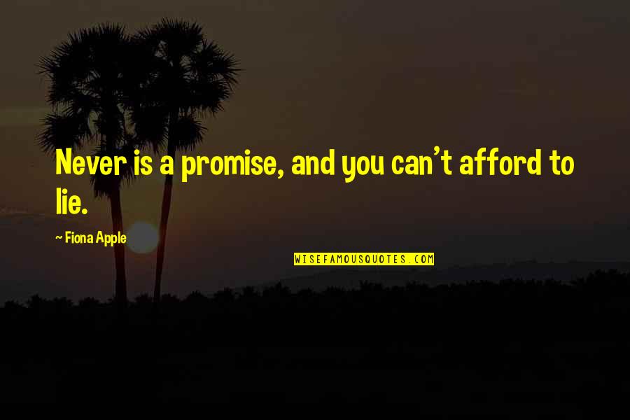 Videoland Quotes By Fiona Apple: Never is a promise, and you can't afford Videoland Quotes By Fiona Apple: Never is a promise, and you can't afford