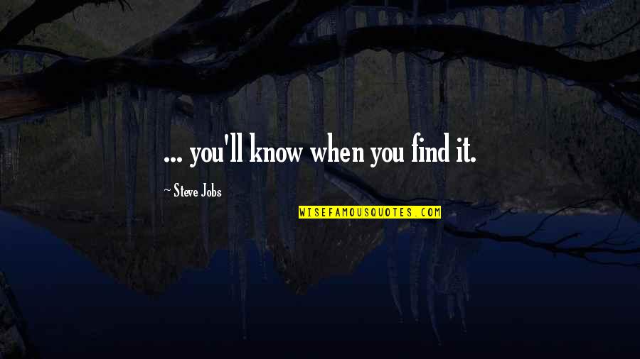 Vidhi Acharya Quotes By Steve Jobs: ... you'll know when you find it. Vidhi Acharya Quotes By Steve Jobs: ... you'll know when you find it.