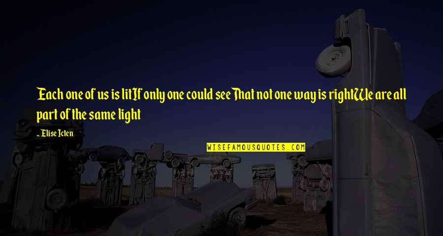 Vidiet Z Quotes By Elise Icten: Each one of us is litIf only one