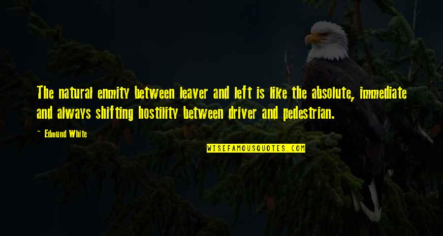 Vidojevic Harmonika Quotes By Edmund White: The natural enmity between leaver and left is Vidojevic Harmonika Quotes By Edmund White: The natural enmity between leaver and left is
