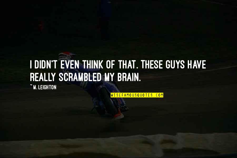 Vidriera Ensenada Quotes By M. Leighton: I didn't even think of that. These guys