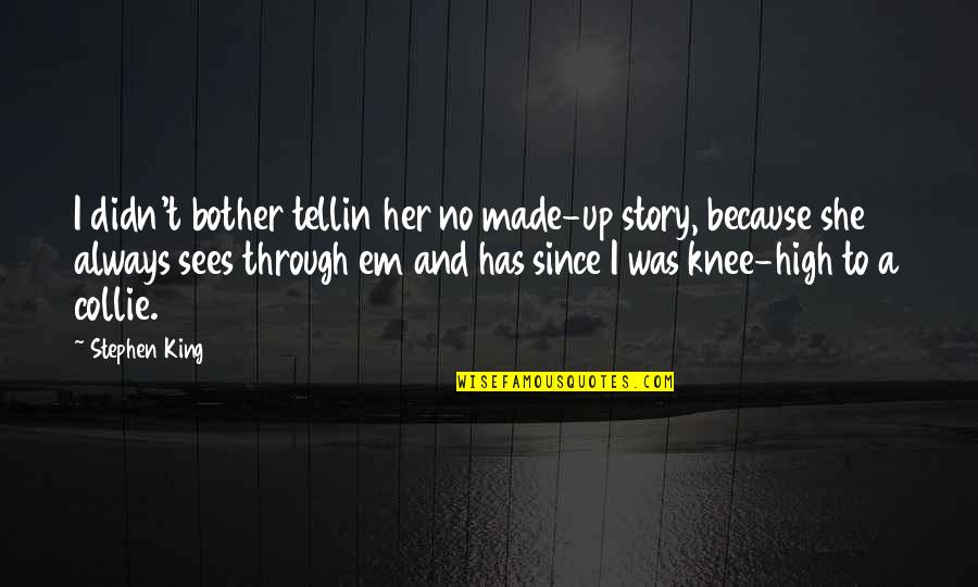 Vielas Daudzuma Quotes By Stephen King: I didn't bother tellin her no made-up story,