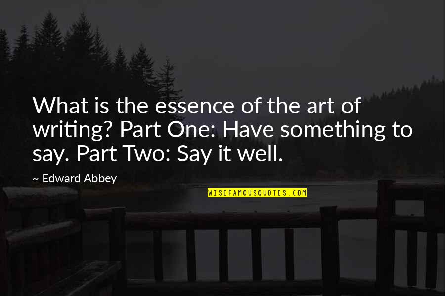 Vielen Dank Quotes By Edward Abbey: What is the essence of the art of
