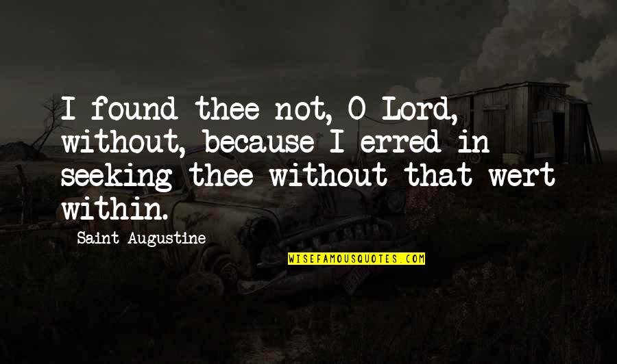 Vietnam Short Timer Quotes By Saint Augustine: I found thee not, O Lord, without, because