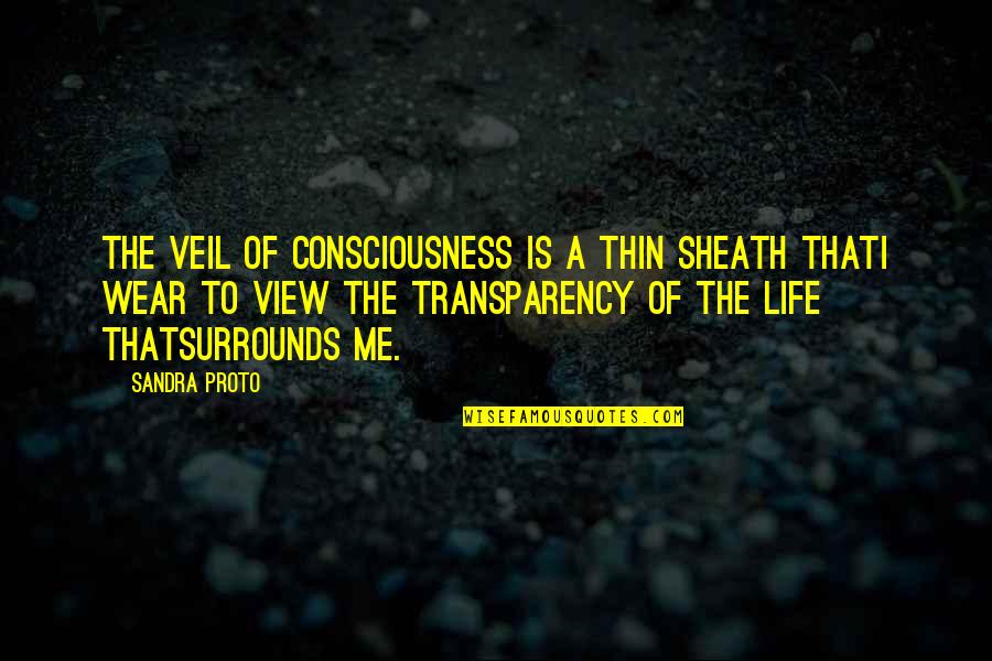 View Of Life Quotes By Sandra Proto: The Veil of Consciousness is a thin sheath